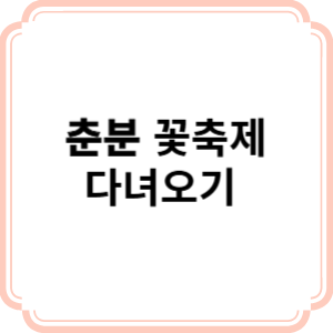춘분 봄 꽃놀이 축제 추천 및 제대로 즐기기