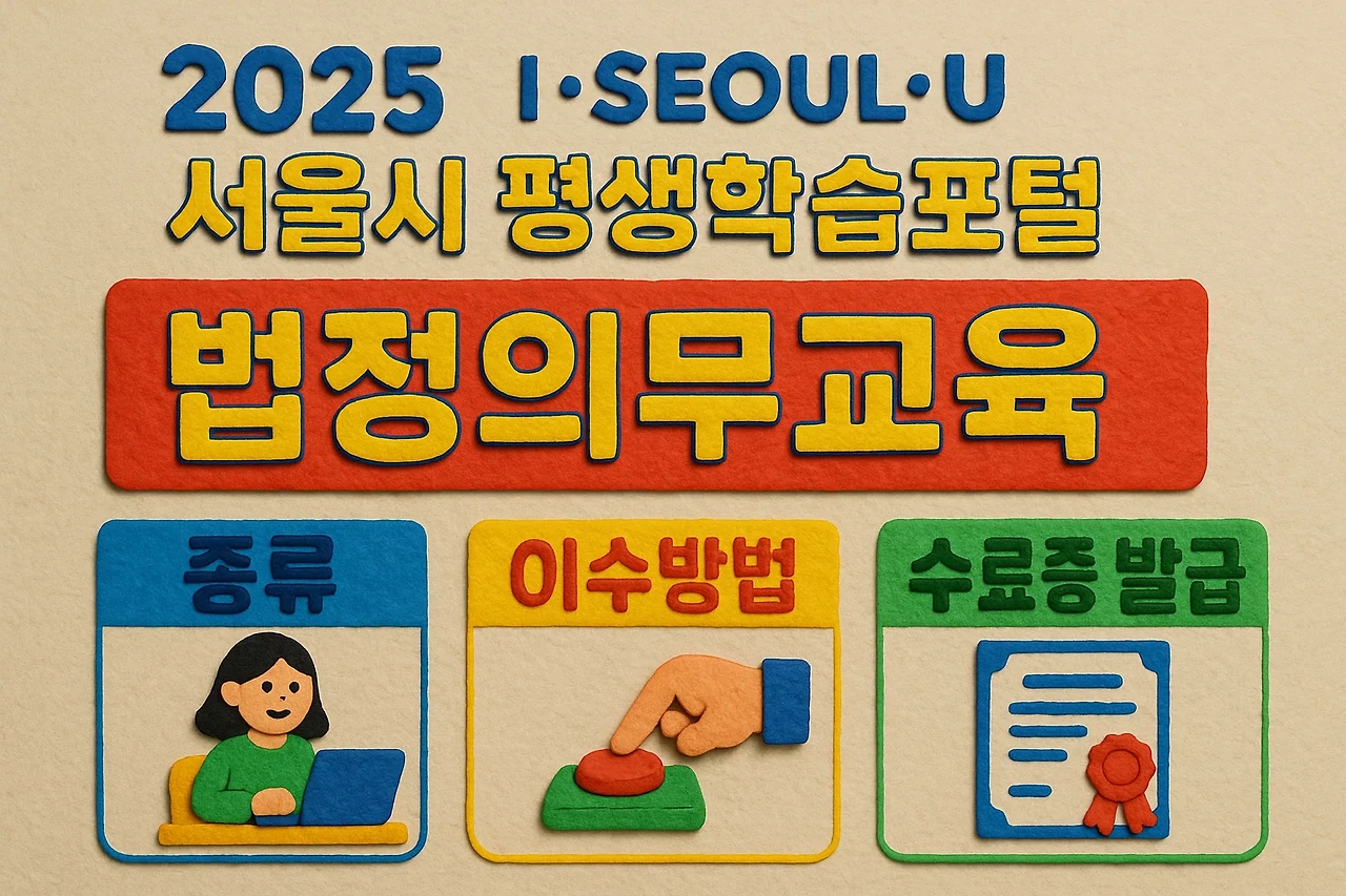 2025 서울시 평생학습포털 법정의무교육 종류, 이수방법, 수료증 발급