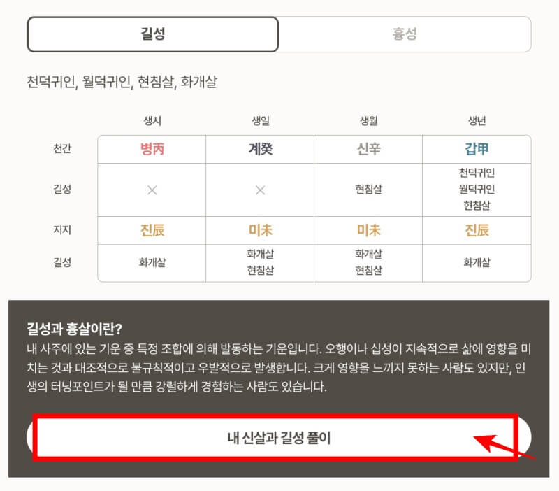 포스텔러 만세력 길성 흉성