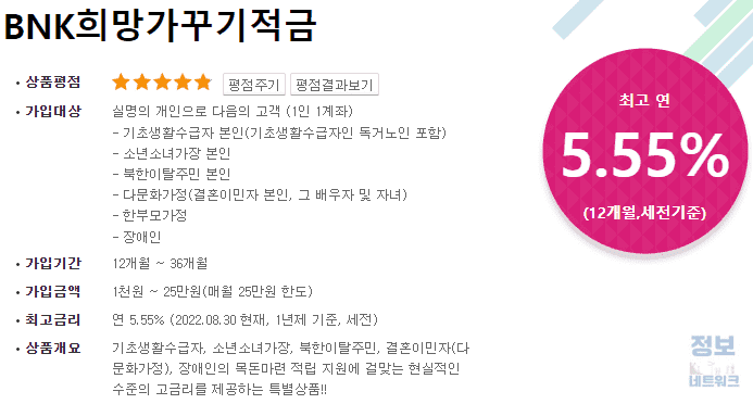 부산 은행 BNK 희망 가꾸기 적금
