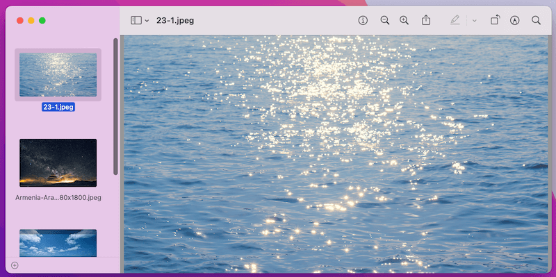 미리보기 사이드바 축소판에 선택한 이미지들을 던저 놓으면 축소판 목록에 들어간다.