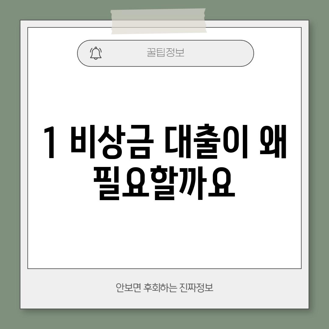 1. 비상금 대출이 왜 필요할까요?