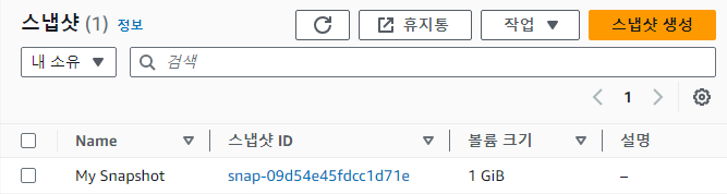 생성된 스냅샷