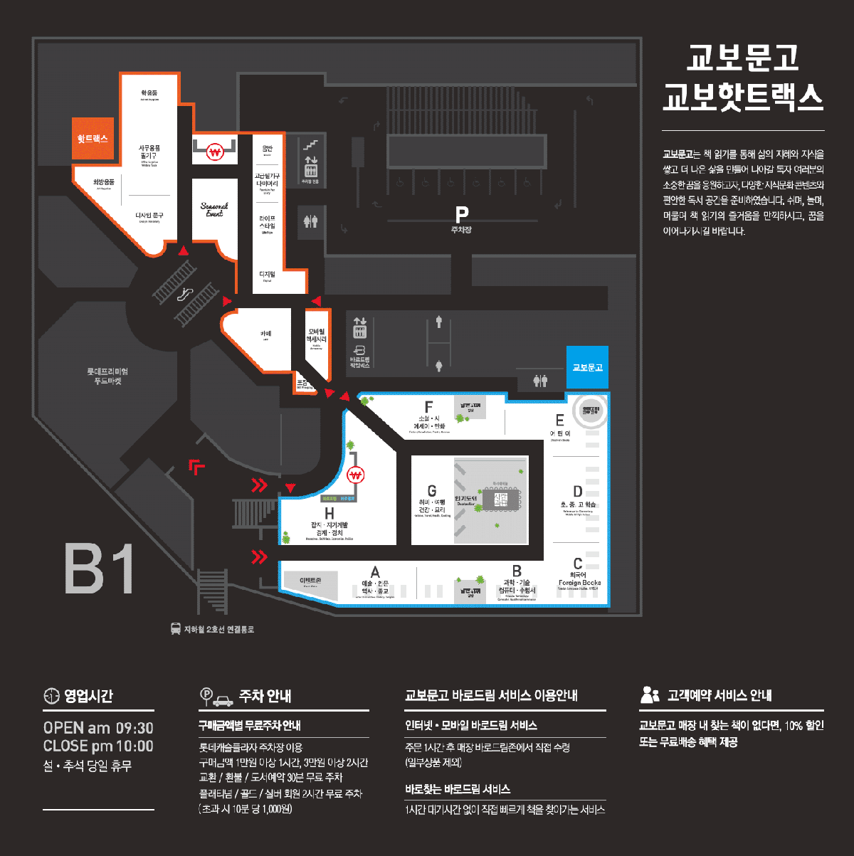 교보문고 잠실점 내부안내도