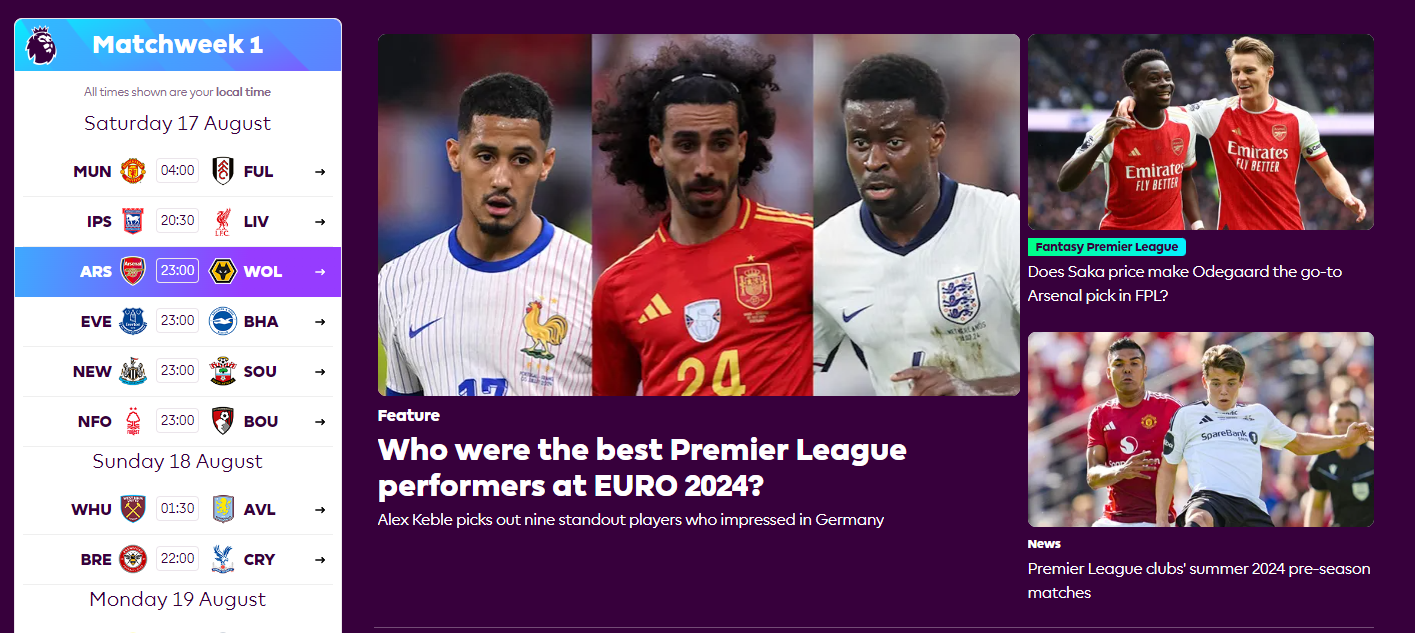 EPL 공식 홈페이지, 티켓 예매