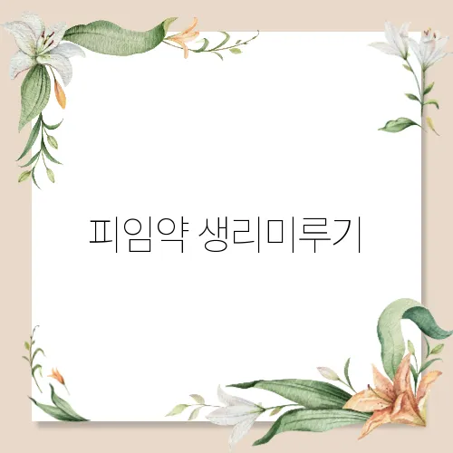 피임약 생리미루기