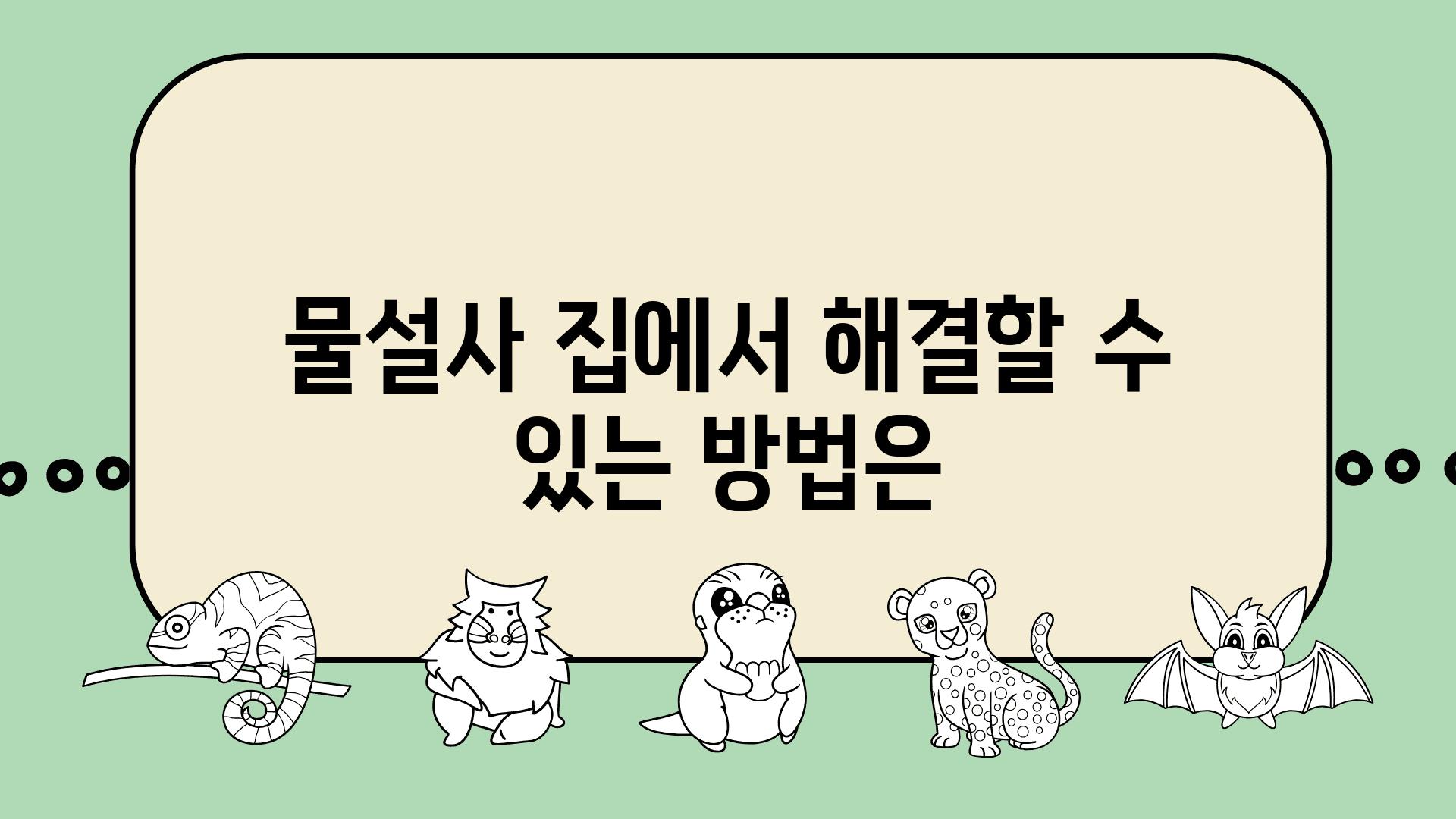 물설사 집에서 해결할 수 있는 방법은