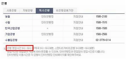 기업은행 영업시간