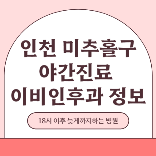 인천 미추홀구 야간진료 이비인후과 병원 (18시 이후 늦게까지하는 병원)