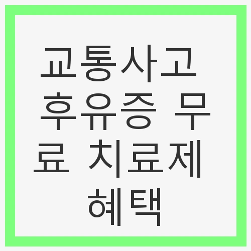 교통사고 후유증 무료 치료제 혜택과 지원 서비스