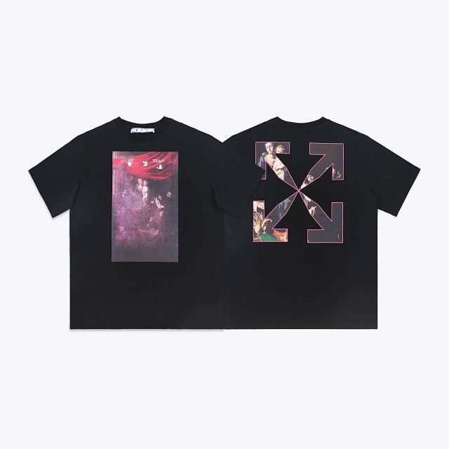  [OFF WHITE] 오프화이트 카라바조 프린트 반팔 티셔츠