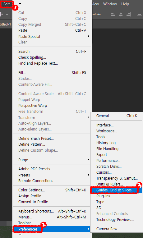 포토샵-edit-preferences-guides-and-grid