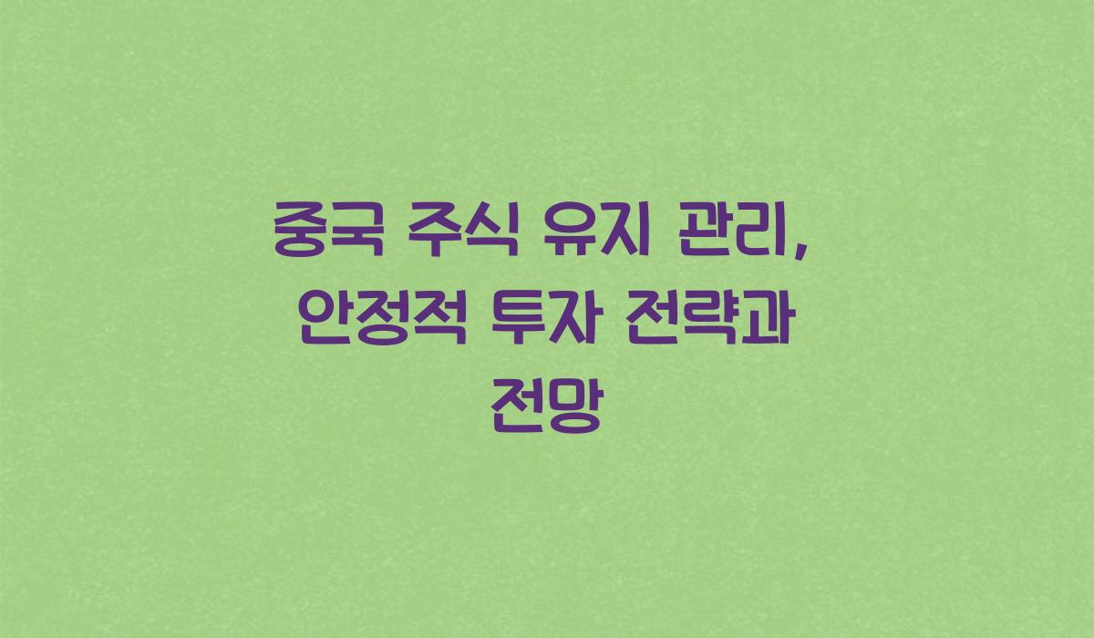 중국 주식 유지 관리