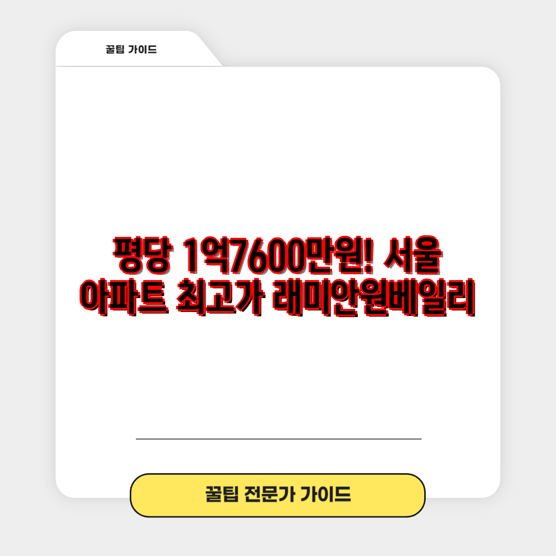 평당 1억7600만원! 서울 아파트 최고가 래미안원베일