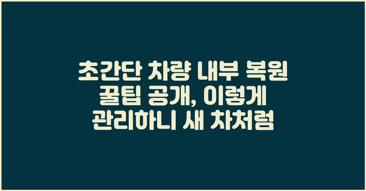 초간단! 차량 내부 복원 꿀팁 공개