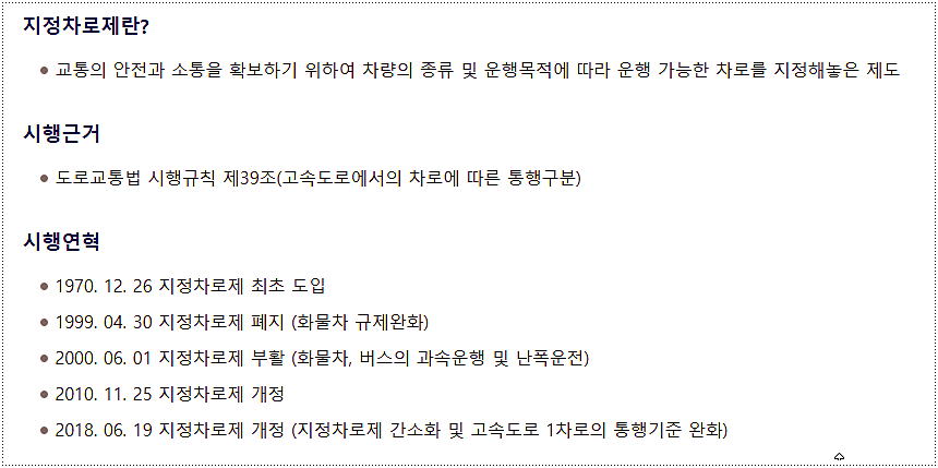  지정차로 위반 과태료
