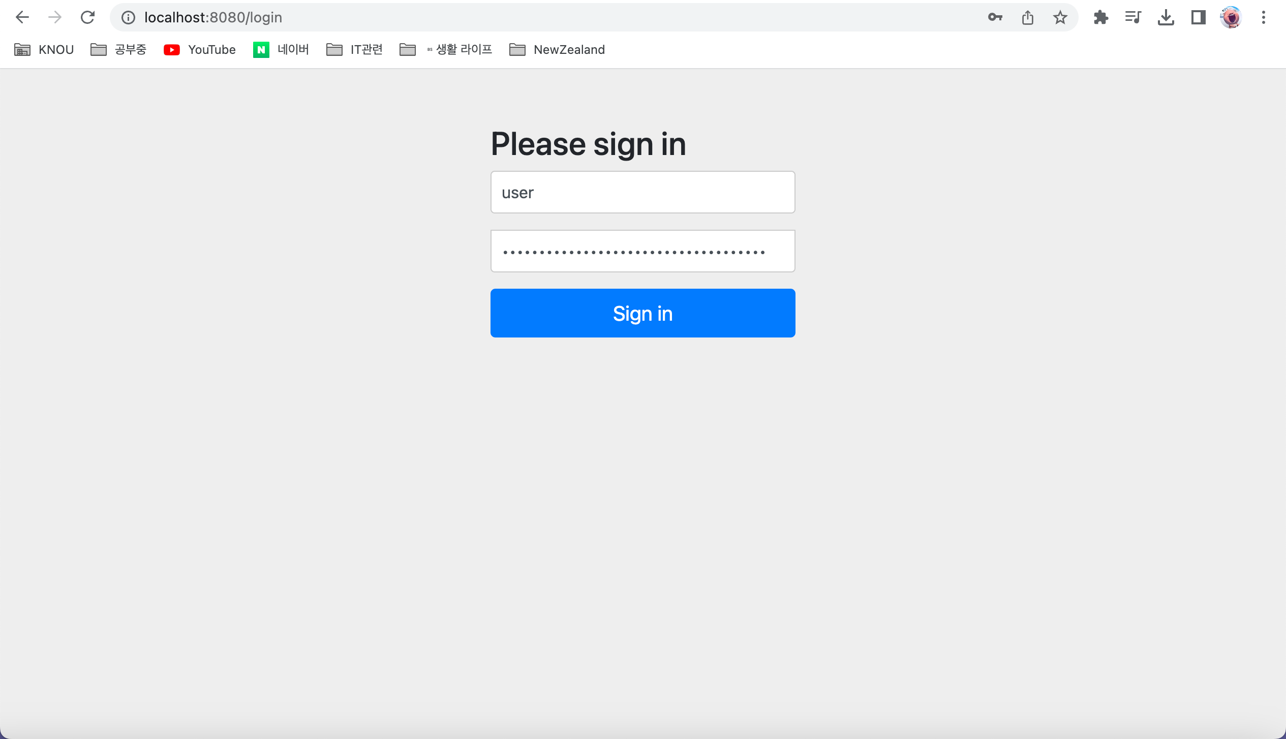 Security Login page