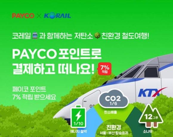  코레일 페이코포인트로 결제 시 페이코포인트 7%적립 이벤트