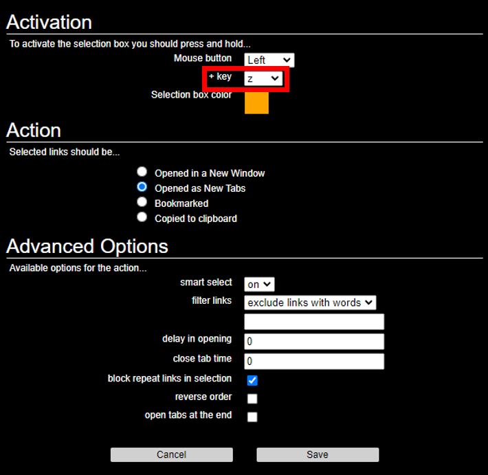 Linkclump 단축키 설정 방법 이미지