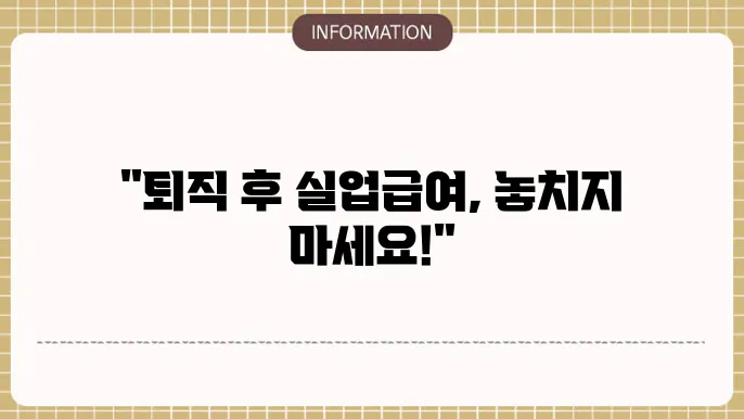 정년퇴직 실업급여 신청 기간 : 수급 타이밍