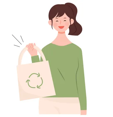 친환경 장바구니를 들고 있는 주부