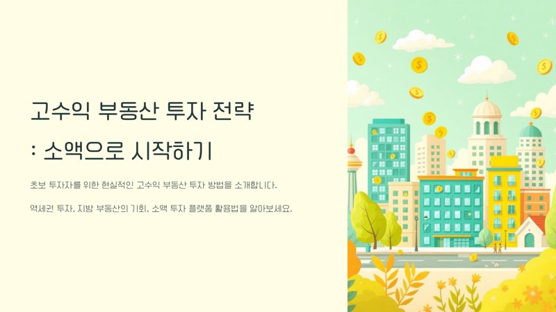 고수익 부동산 투자 전략, 월 30만원 월세 수익