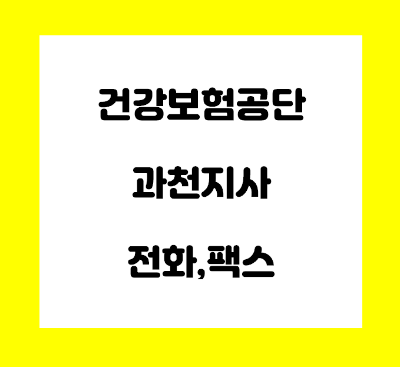  건강보험공단 과천지사 전화번호