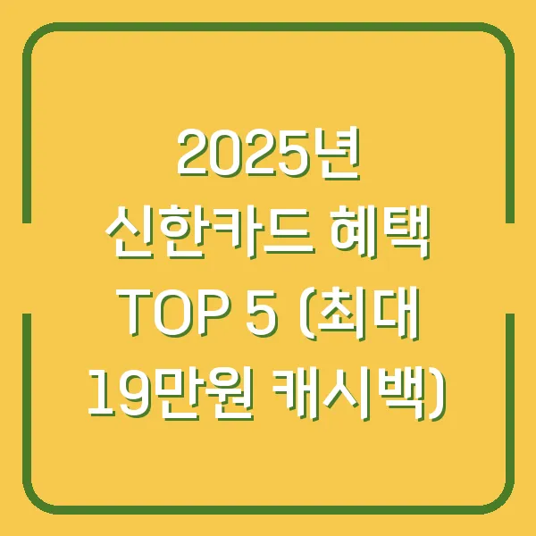2025년 신한카드 혜택 TOP 5 (최대 19만원 캐시백)