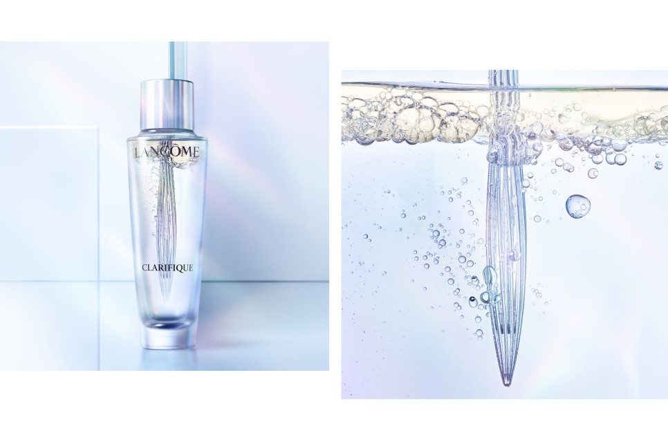 에센스! 엔자임 사이 엔스로 투명한 피부와 모공 관리를 해줍니다. 랑콤X최유화의 화보 속 클라리픽 듀얼 9