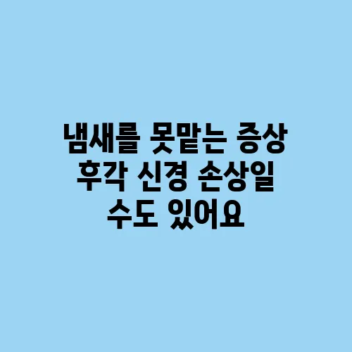 냄새를 못맡는 증상 후각 신경 손상일 수도 있어요