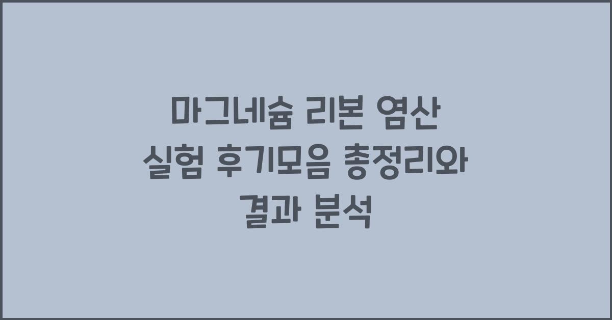마그네슘 리본 염산 실험 후기모음 총정리