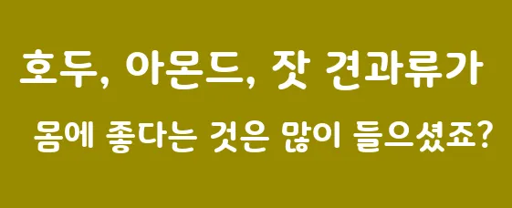 호두, 아몬드, 잣 견과류가 몸에 좋다는 것은 많이 들으셨죠?