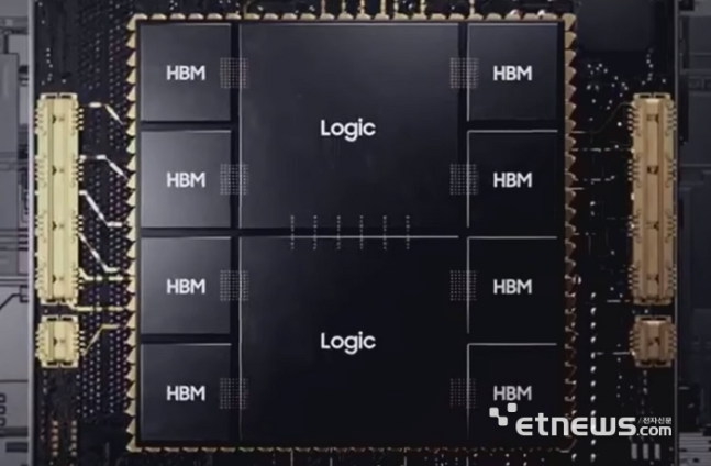 HBM 8개를 탑재한 삼성전자 패키징 반도체 &#39;아이큐브8&#39;. 삼성전자 영상 캡처