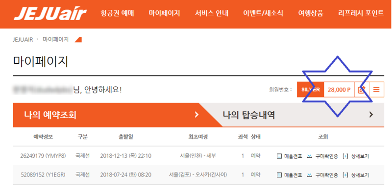 제주항공 사전좌석 포인트로 예약하는 방법은?