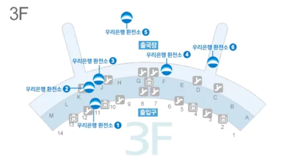 인천공항 우리은행 환전소 위치