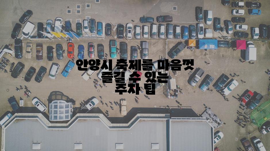 안양시 축제를 마음껏 즐길 수 있는 주차 팁