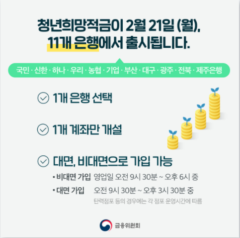  청년희망적금 신청 조건 ( 연령, 소득, 혜택 )