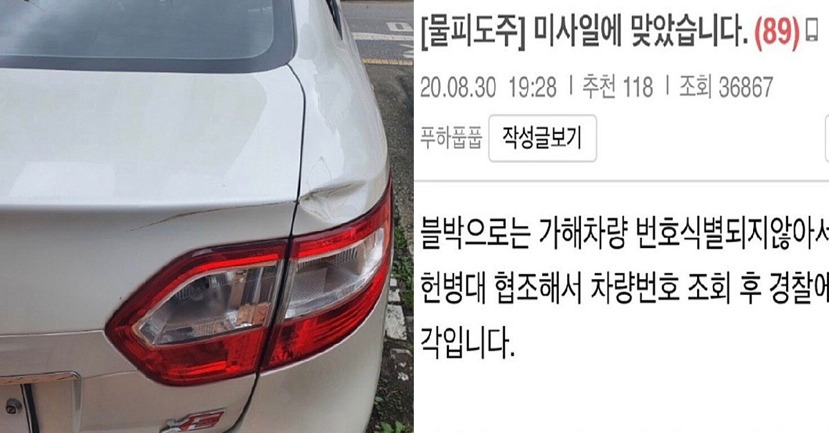  "제 차가 미사일에 맞았습니다ㅠㅠ"