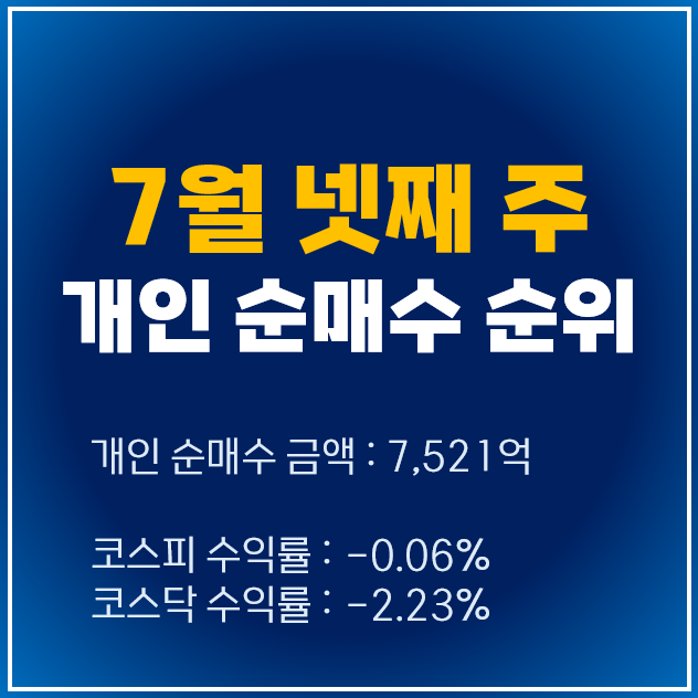  [7월 4주차] 개인 투자자 순매수 상위 주식