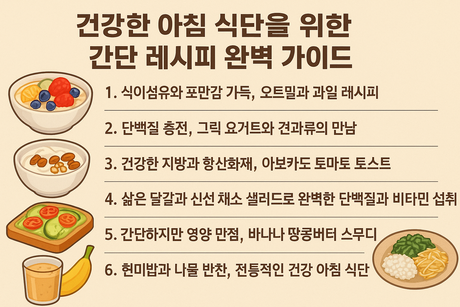 건강한 아침 식단을 위한 간단 레시피 완벽 가이드