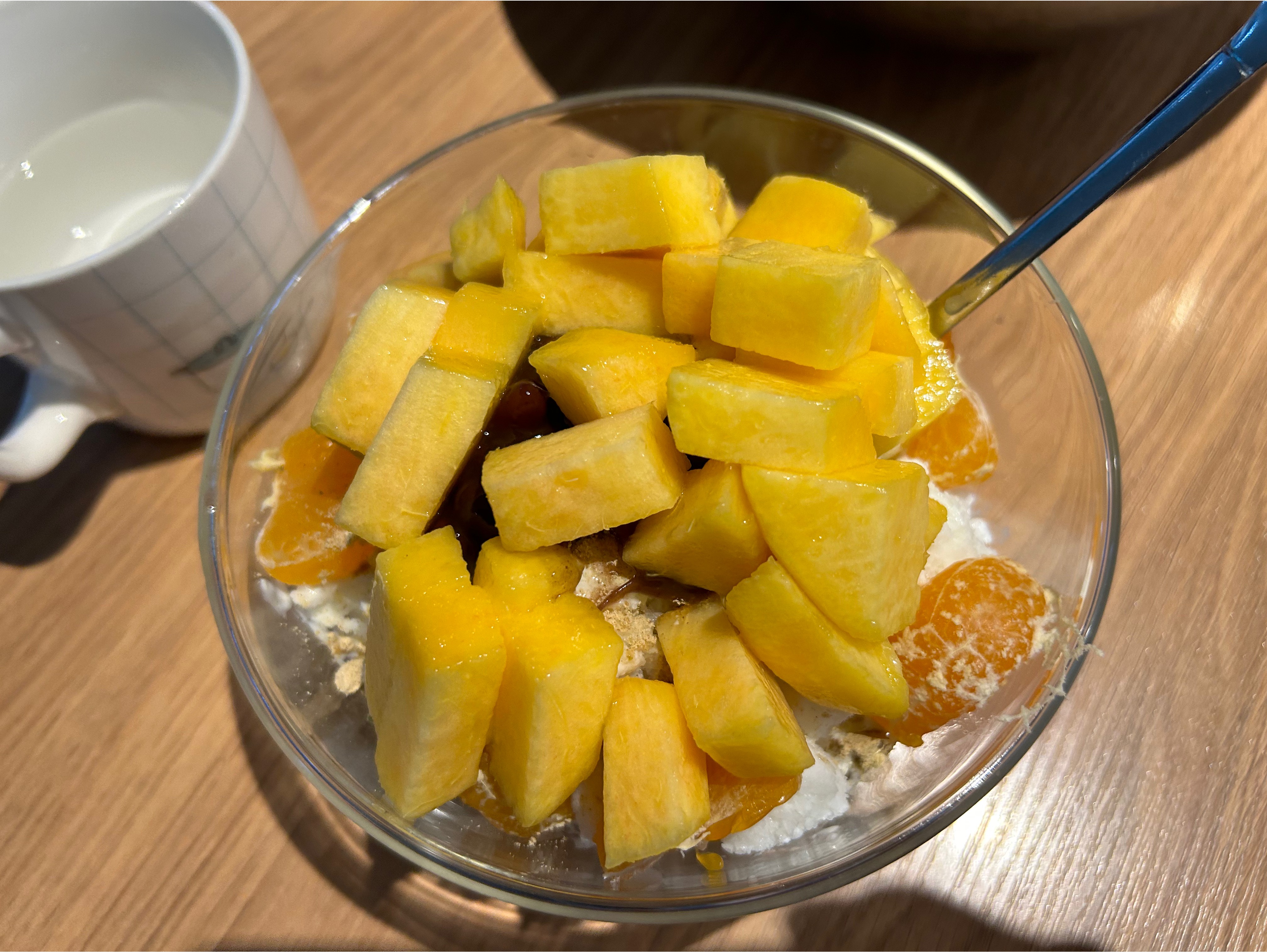 황도빙수만들기