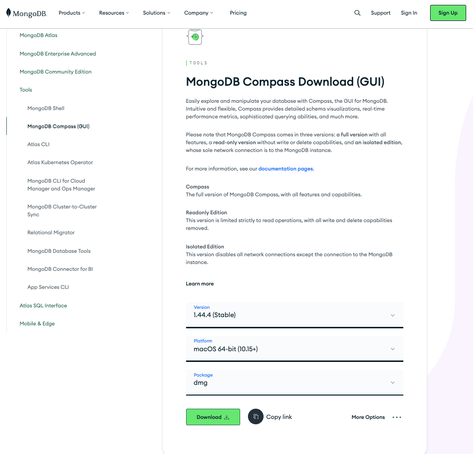 [MongoDB] MongoDB compass 설치 (GUI) — Small Asteroid Blog