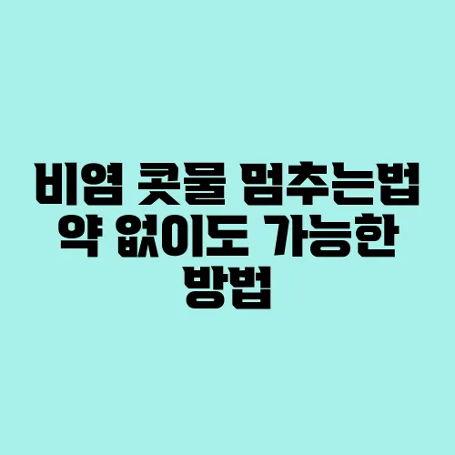 비염 콧물 멈추는법 약 없이도 가능한 방법