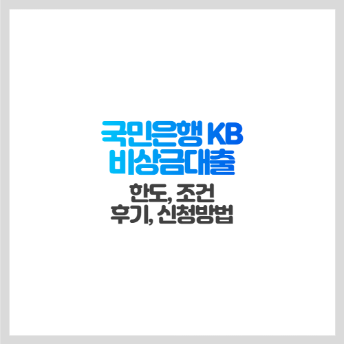 [국민은행 KB 비상금대출] 한도&#44; 조건&#44; 후기&#44; 신청방법