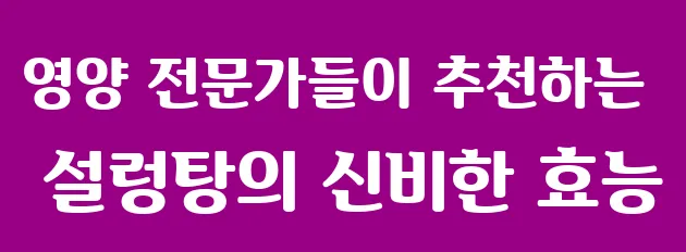 영양 전문가들이 추천하는 설렁탕의 신비한 효능
