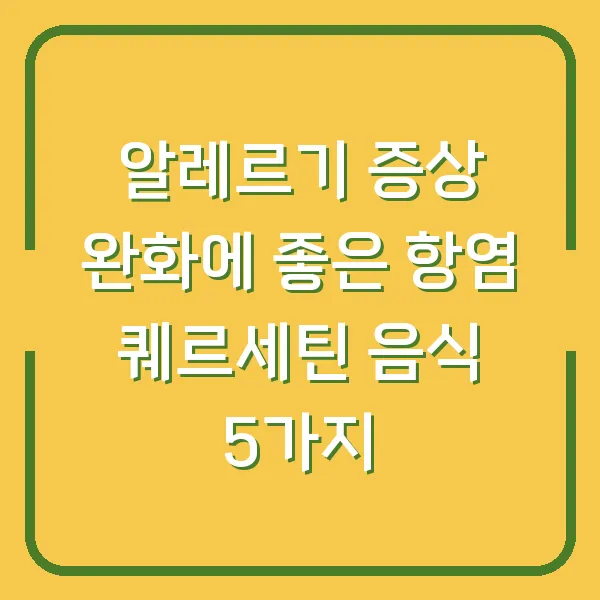 알레르기 증상 완화에 좋은 항염 퀘르세틴 음식 5가지
