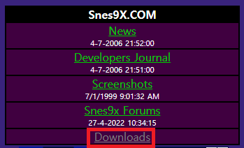 Snes9x 홈페이지 접속