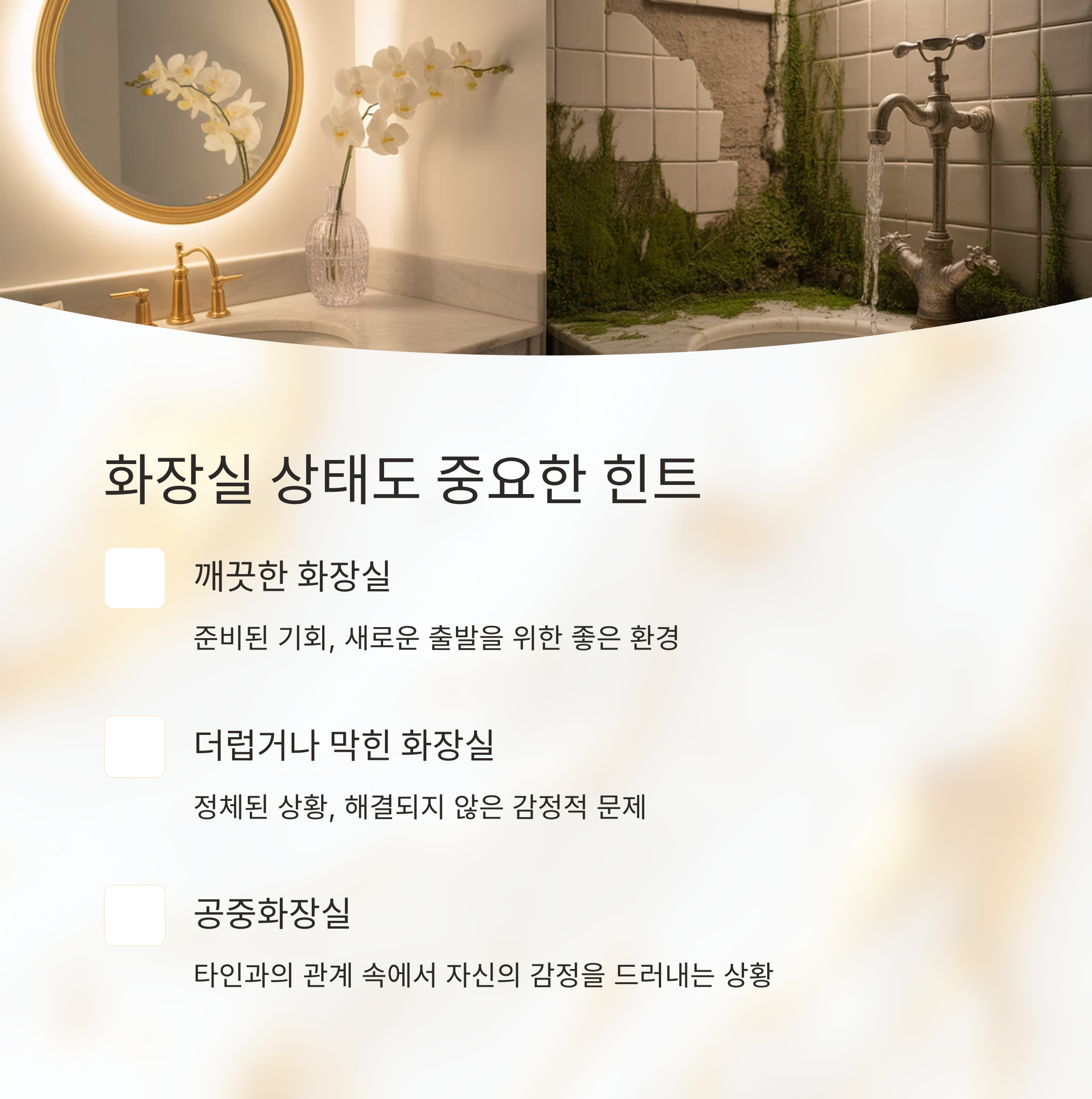 꿈에 등장한 화장실, 그것도 중요한 힌트예요
