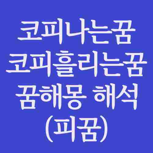 코피-나는-꿈-코피-흘리는-꿈-꿈해몽-내용