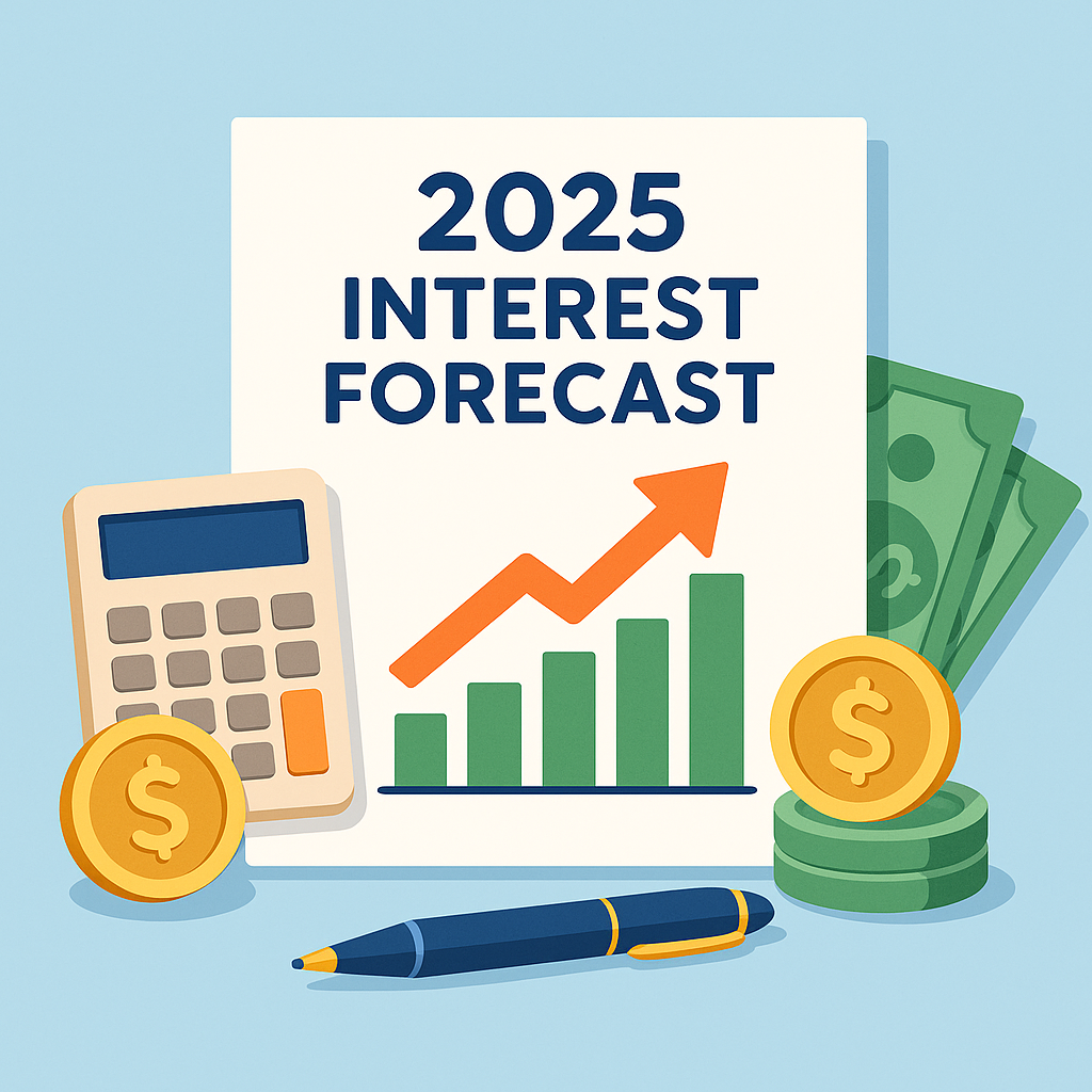 2025년 금리 인상폭을 주목하며 금융 전략을 점검하는 중년 한국 투자자 모습